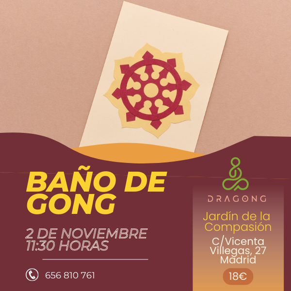 Baño de gong en Madrid en jardín de la compasión