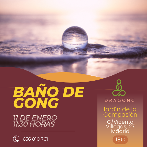 Cartel del baño de gong en Madrid en el mes de Enero