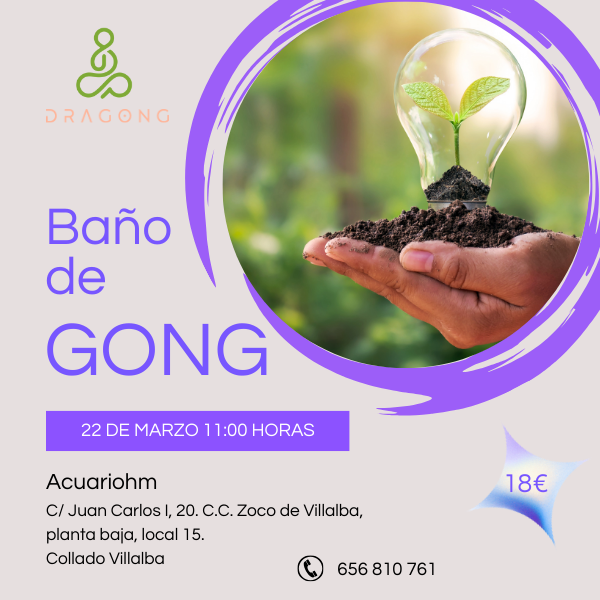 Cartel del baño de gong en la Sierra de Madrid en marzo de 2026