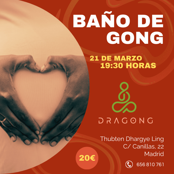 Cartel del baño de gong en el centro de Madrid en marzo de 2026