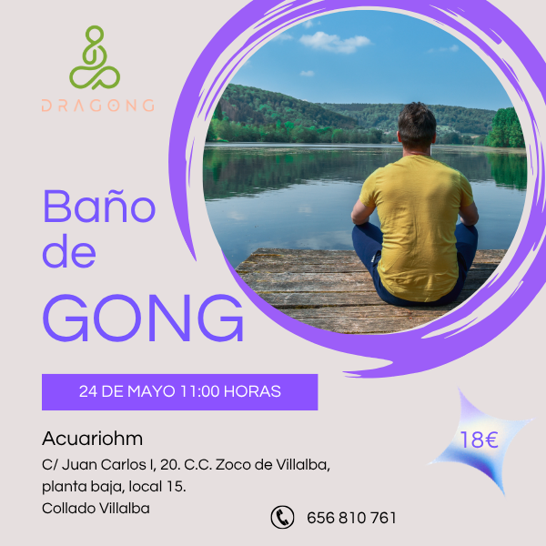 Cartel del baño de gong en la Sierra de Madrid en mayo de 2026