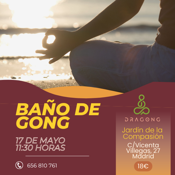 Cartel del baño de gong en Madrid en el mes de mayo del 2026