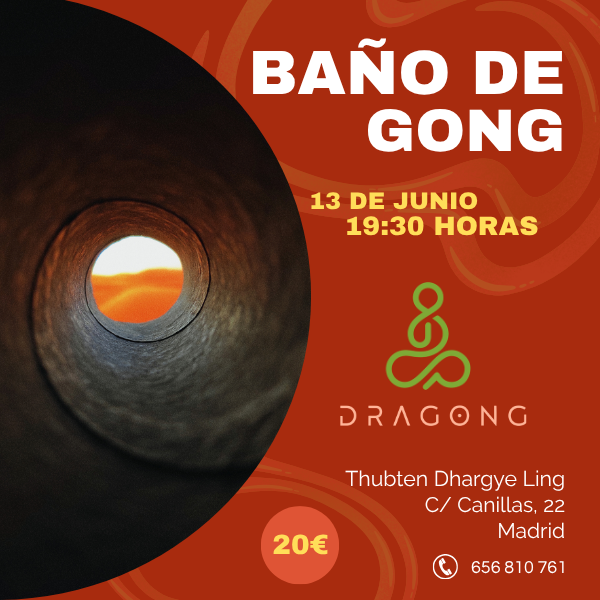 Cartel del baño de gong en el centro de Madrid en junio de 2026