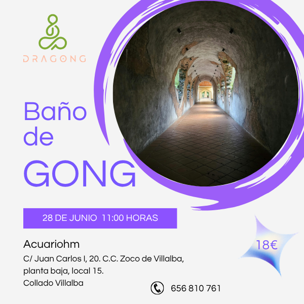 Cartel del baño de gong en la Sierra de Madrid en junio de 2026