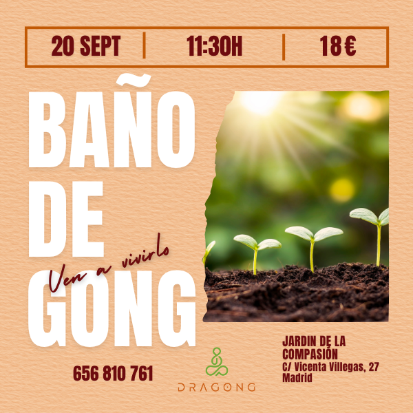 Baño de gong en Madrid sept 2026 Cartel del baño de gong en Madrid en el mes de septiembre del 2026